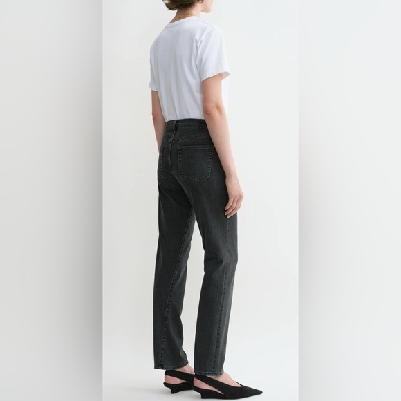 Toteme Twisted Seam Denim Jean Straight Leg Women Size 24 Mid Rise Grey Black - Picture 15 of 16